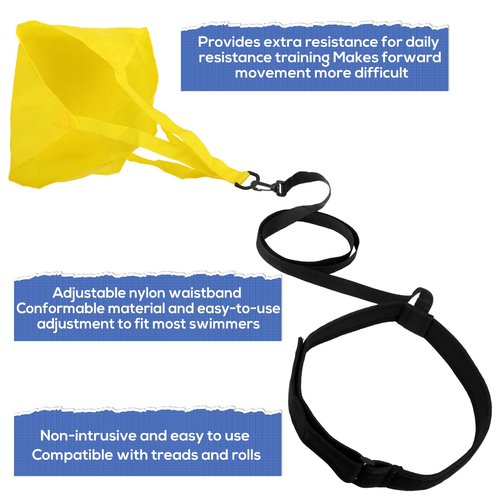 Swim Parachute Training Equipment, Swimming Parachute Pull Belt Set Pool Workout Exercise Trainer Equipment for Adults Women Beginner Backstroke Breaststroke Lessons