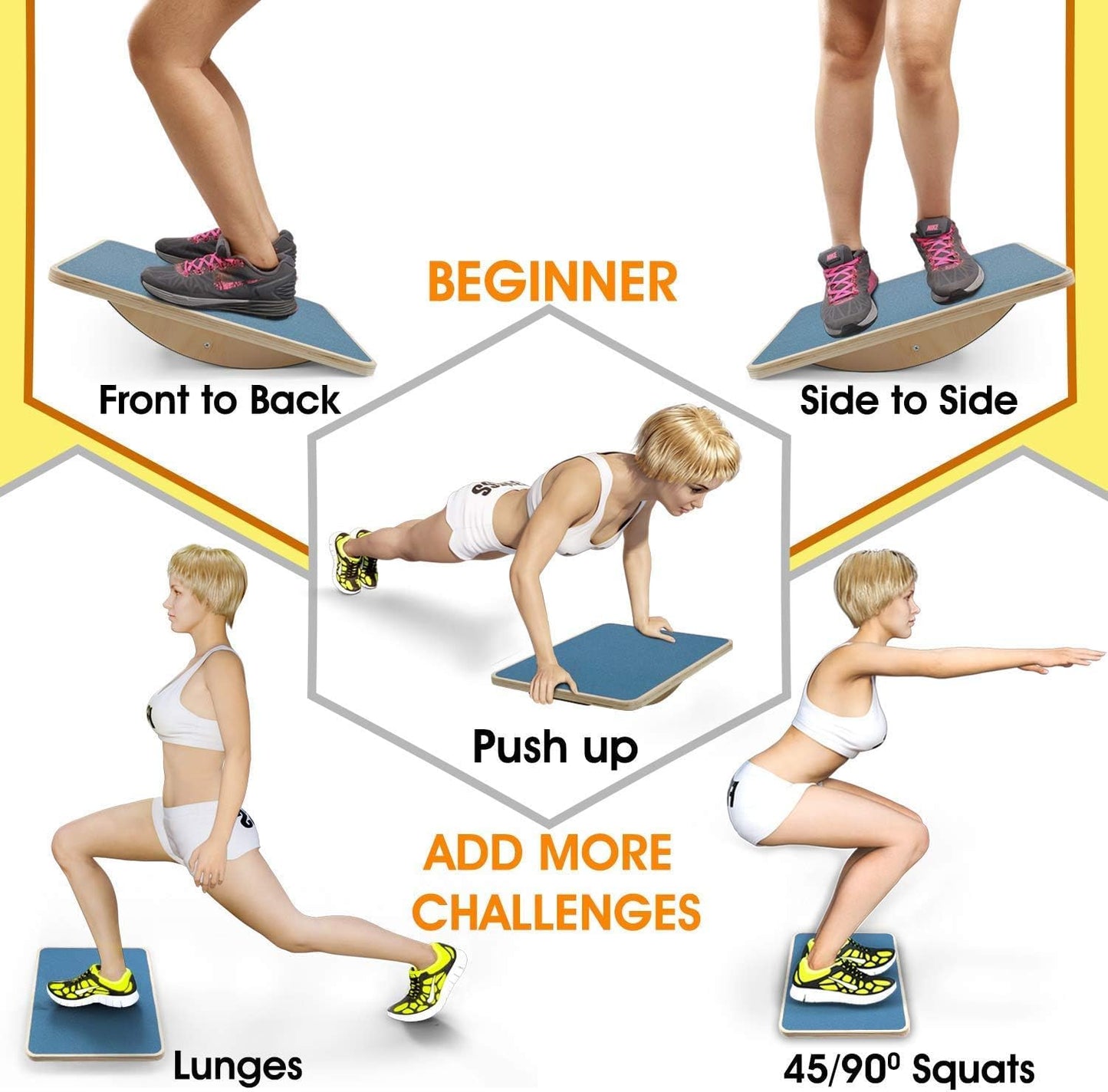 Yes4All Professional Rocker Balance Board, Wobble Board for Adults Anti-Slip| 17.5” Rocker Board, Standing Desk Core Strength Wooden Balance Board