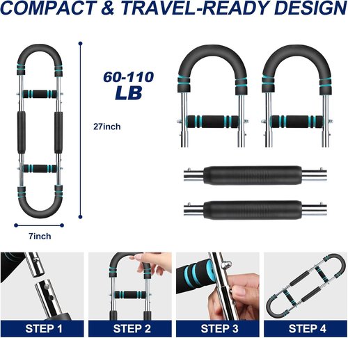 Twister Arm Trainer, 40-100lb Adjustable Chest Workout Equipment Power Twist Arm Trainer, Forearm Strengthener, Portable Spring Resistance for Home Fitness (Blue)