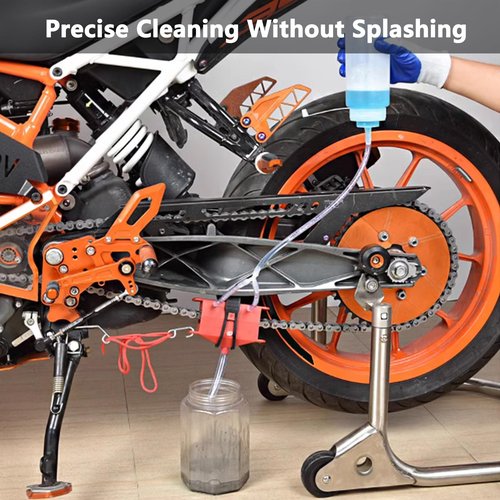 GIDIBII Universal Motorcycle Chain Cleaning Tool Chain Lube Brush Kit,Rust Prevention and Noise Reduction for Mountain Bikes,Red