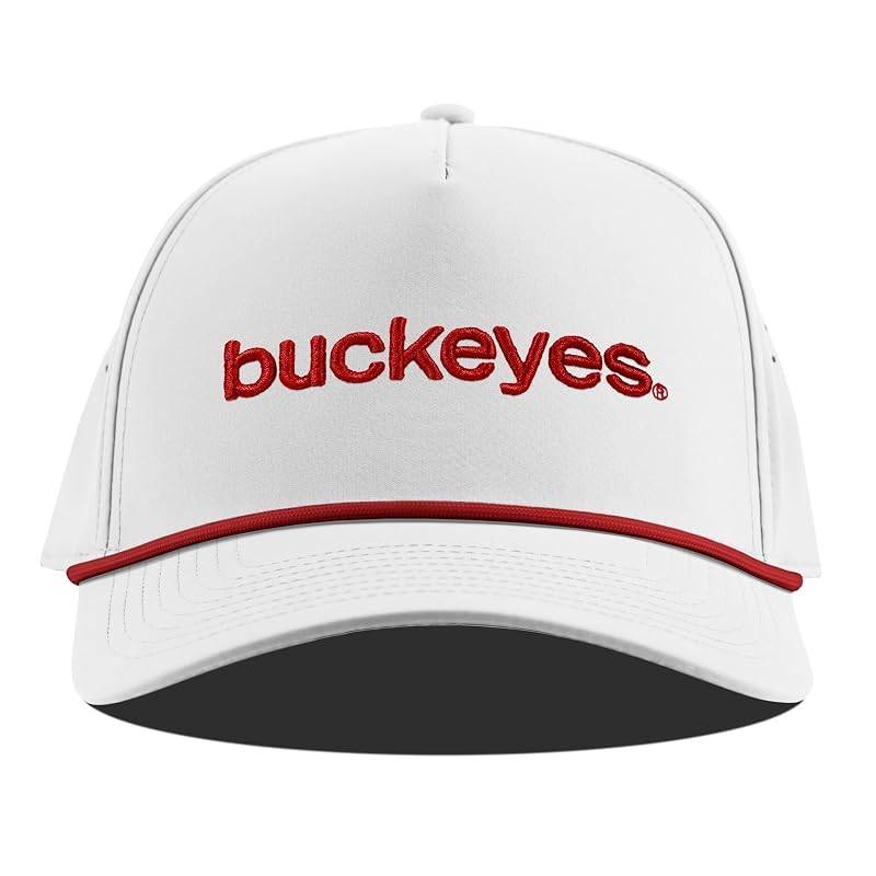 Ohio State Buckeyes 5 Panel Hat - White, Adjustable Snapback Men