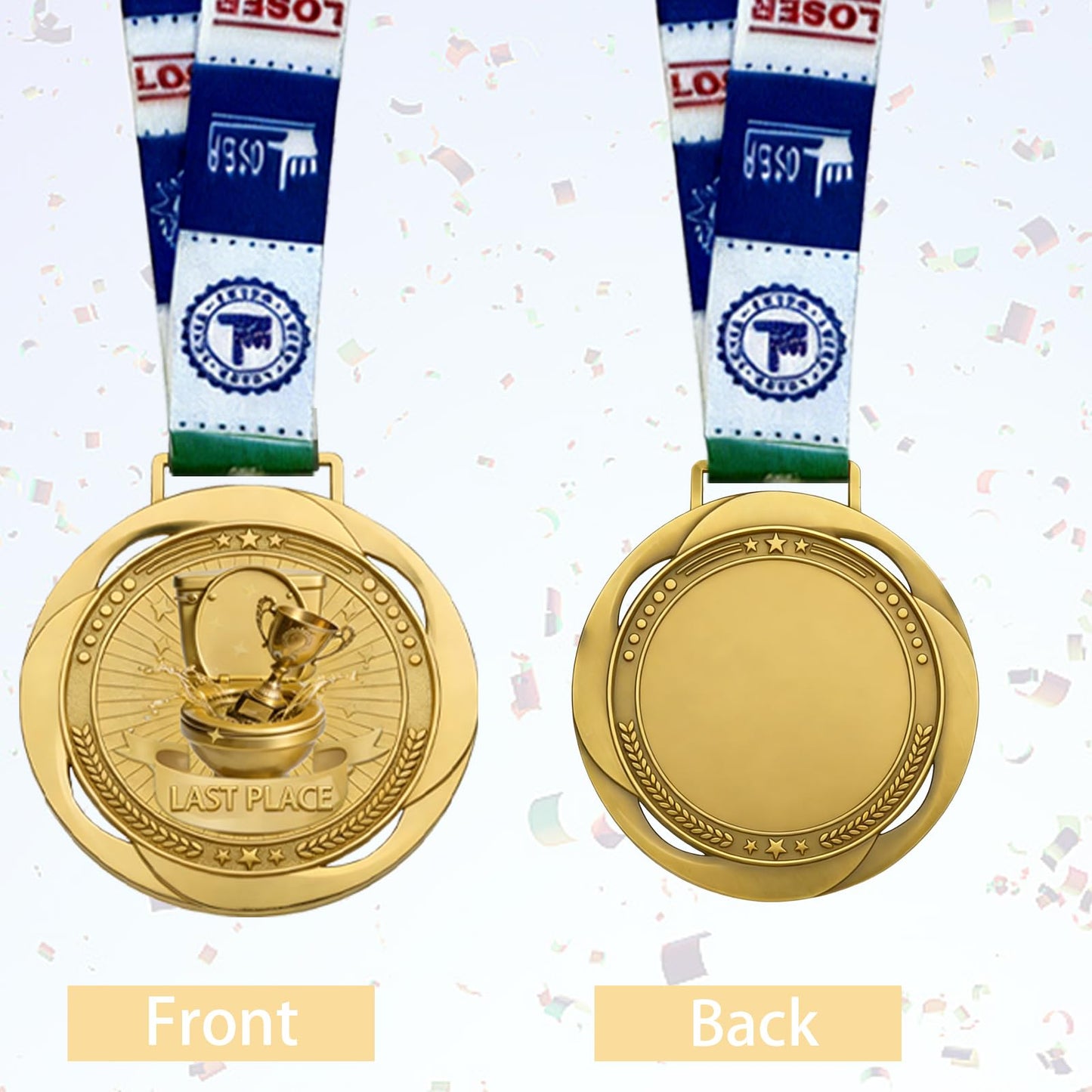 YUJUE Goat Medal + Toilet Seat Last Place Medal – 3.34 Inch Funny Champion & Loser Awards for Sports, Fantasy Football, Parties, Games & Office Competitions