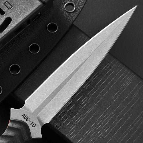 Gtkii GTK340 Fixed Blade Knife AUS-10 Steel Blade G10 Handle Full Tang EDC Tool Knifes for Outdoor Camping Hiking Survival(Silver)