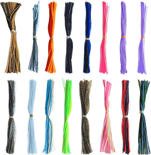 16 Pack Silicone Skirts for Fishing Lures, Jig Skirts for Bass Fishing, Jig Skirt Material, Rubber Legs Fly Tying, Spinner Bait Skirts for Bass Fishing