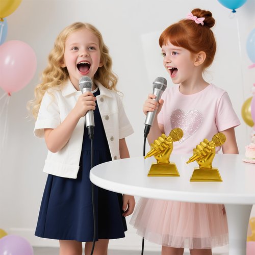 Tosnail 2-Pack Golden Microphone Trophy, Music Awards, Resin Best Singing Award Prize for Adult Karaoke Party Decorations, Singing Competitions
