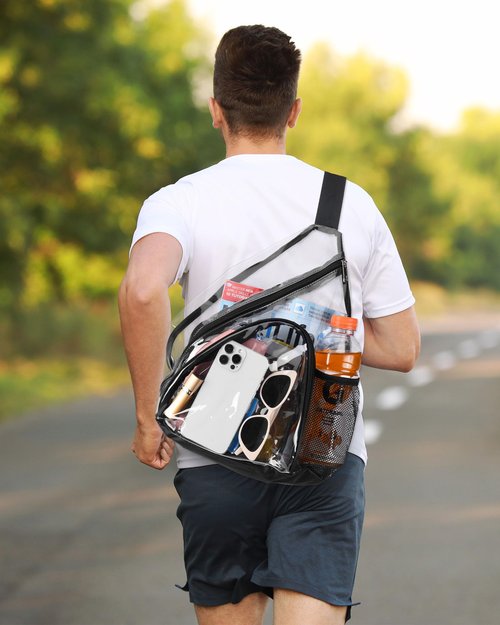 HULISEN Clear Sling Bag, Clear Bag Stadium Approved, Transparent Shoulder Crossbody Backpack Chest Casual Daypack