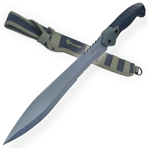 Reapr TAC Jungle Knife – 11″ Fixed Blade with Partial Serrations, Non‑Slip Grip & Belt Sheath