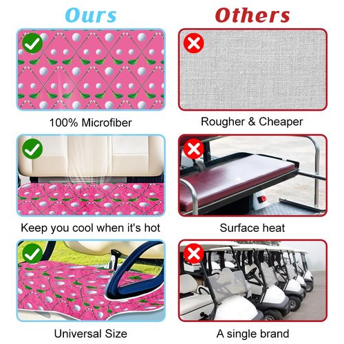 ORIGACH Golf Balls & Golf Clubs Golf Cart Seat Covers, Comfortable Cooling Golf Cart Blanket Towel, 100% Microfiber, Fits EZGO, Club Car, and More 2-Seat Golf Carts, 51x31inch