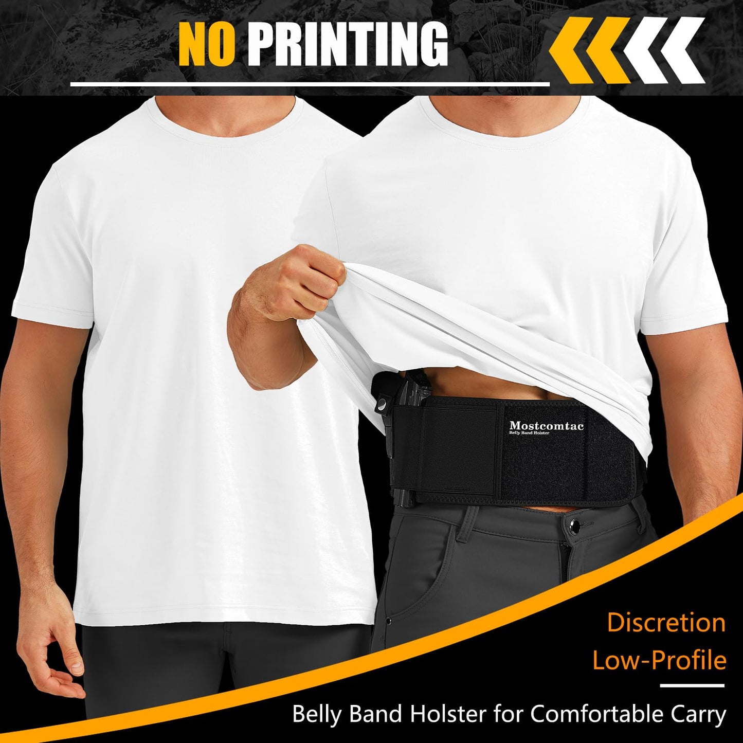 Mostcomtac Belly Band Holster for Men & Women - Breathable Neoprene Gun Holster, Multi - Pocket Tactical Belt for Outdoors, Fits G17-43x, Taurus G3C, G2C and Most 9mm and 381 Handguns（L-S）
