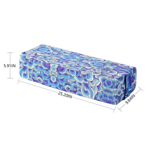 Aozora Yoga Bolster Pillow for Restorative Yoga Supportive Meditation Cushion with Carry Handle and Yoga Strap 8-Feet Helps Alleviate Pressure (Waves Blue)