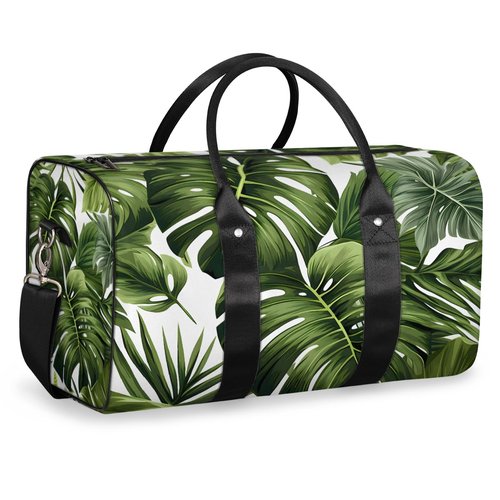 Zestdesign Green Palms Leaf Travel Duffle Bag for Women Men Gym Duffel Foldable Bag Waterproof Weekender Tropical Plants Duffle Tote