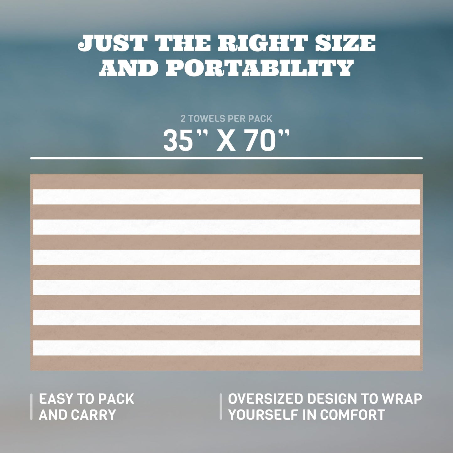 White Classic Beach Towels Oversized Cabana Stripe Cotton Bath Towel Large - Luxury Plush Thick Hotel Swim Pool Towels for Adults Super Absorbent Quick Dry - 35x70 Beige [2 Pack]