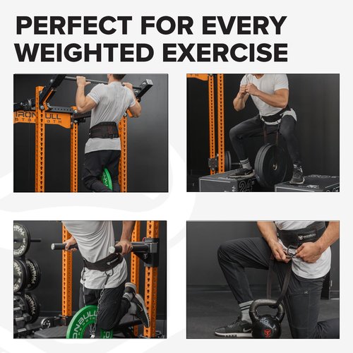 Advanced Dip Belt V2 – Heavy-Duty Weighted Belt with Reinforced Back, Chain & Nylon Strap – 3-Point Anchor D-Rings for Dips, Pull-Ups, Squats & More (Large)