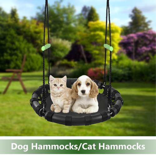 TBMLC 24-Inch Diameter Tree Swing- 1 Inch Diameter,1MM Thick Sturdy Steel Frame with Thick Foam Pipe Cover and Durable PP Mat - Perfect for Outdoor Fun and Relaxation (24 inch Diameter, Black)