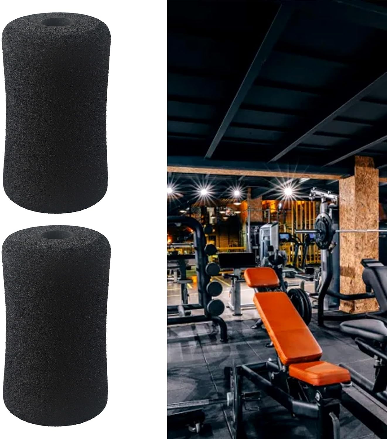 2 Piece Foam Foot Pads Rollers Replacement Kit for Weight Machines Leg Extension Home Gym Equipment High Density Comfortable Non-Deforming 5.12 Inch Black Exercise Accessories(20 * 70 * 120mm)