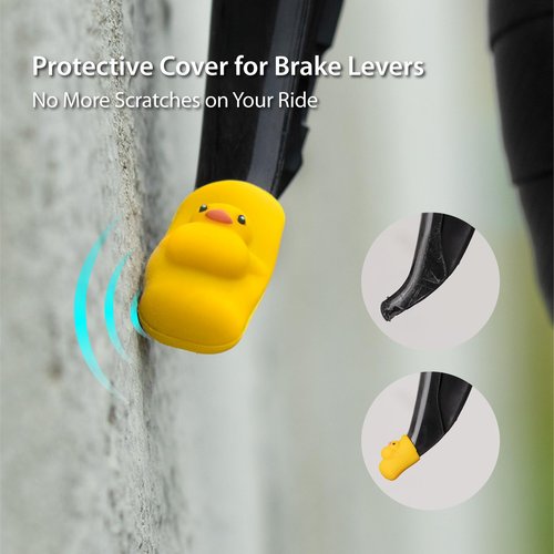 BONE Brake Lever Cover (2 Packs), Bike Brake Lever Protector, Scratch-Resistant & Waterproof Silicone Sleeve Cap, Cute Bicycle Shifter Handle Cover for Kids & Adults (2-Pack - Patti Duck)