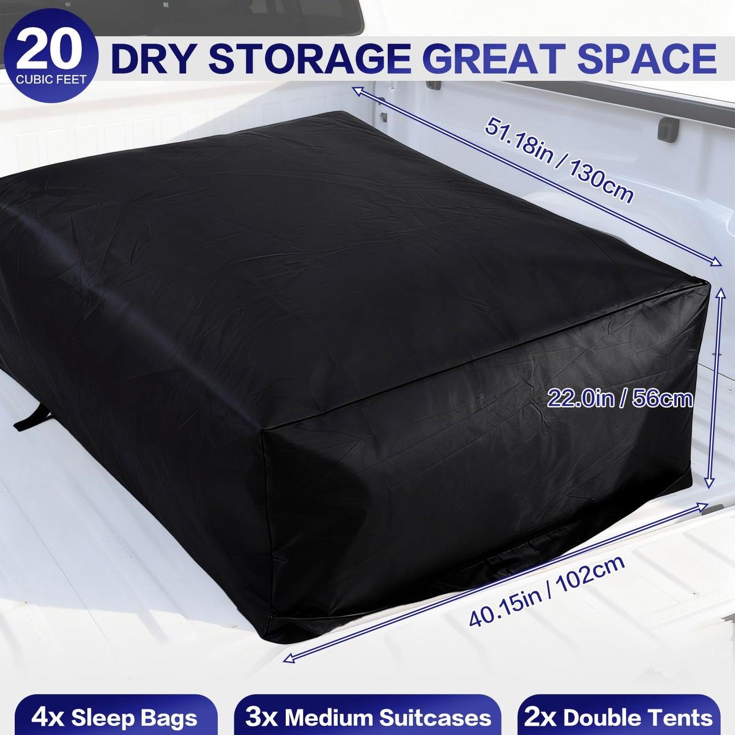 WODHMIEY Truck Bed Cargo Bag,Waterproof 1000D Oxford Fabric Car Roof Bag