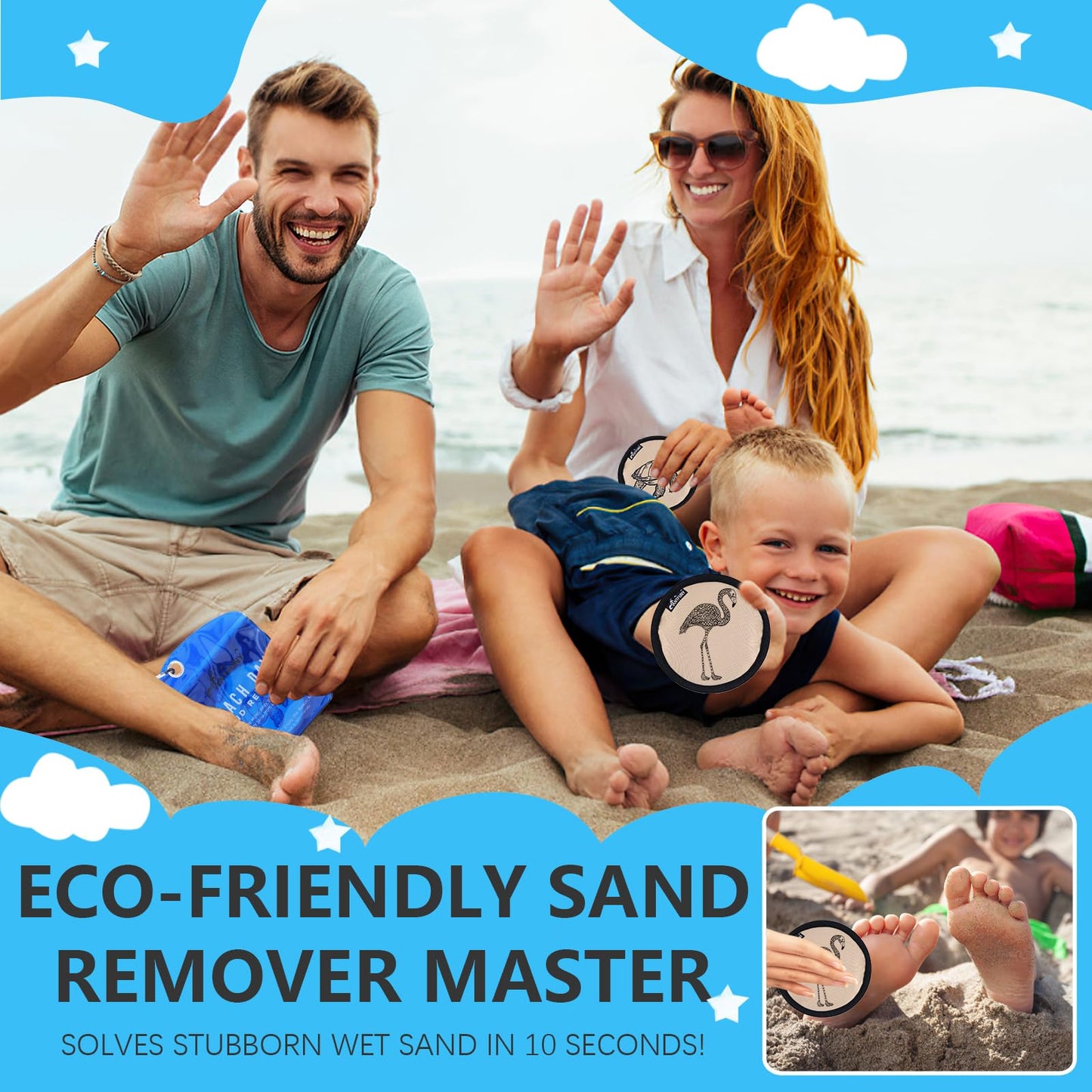 Antfuny Beach Sand Remover Sand Eraser Wipe Mitt Family Kids Women 2026 Beach Vacation Essentials Alaska Cruise Ship Gear Hawaii Honeymoon Accessories European Costa Rica Bahamas Trip Must Haves