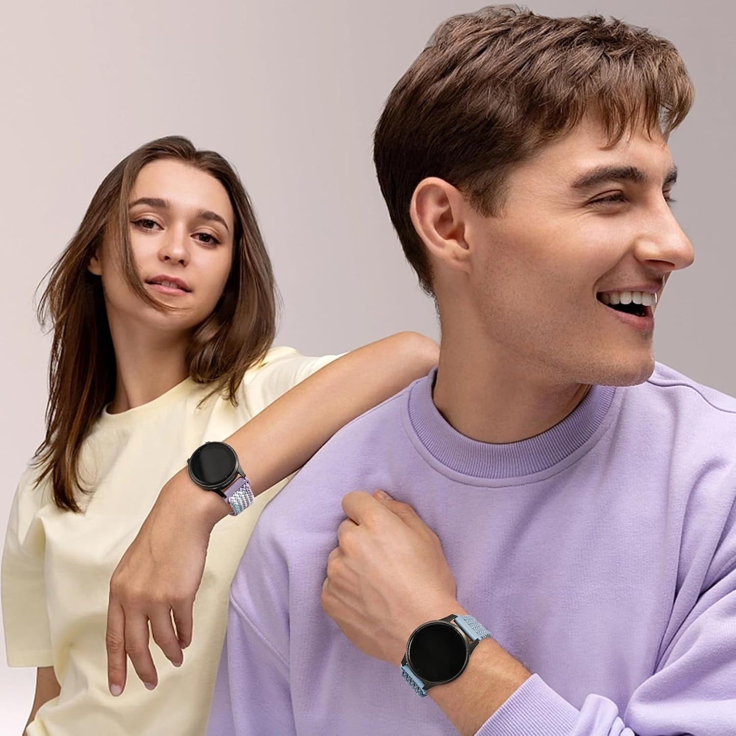 20mm Magnetic Braided Nylon Band Compatible With Garmin Vivoactive 6/Vivoactive 5/3/3 Music Watch Bands, Quick Release Stretchy Strap Replacement for Venu Sq 2/Forerunner 55/165/245/645