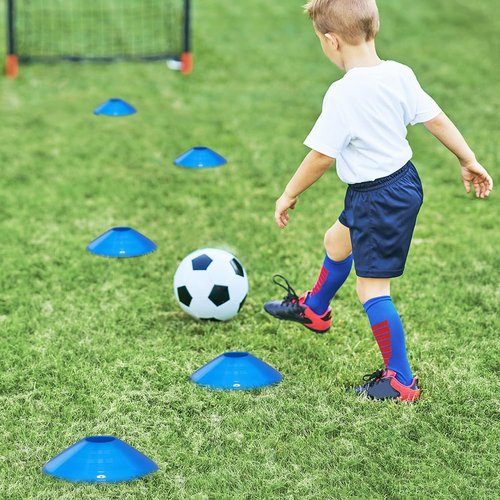 GHB Soccer Cones 50/100 Pack Disc Soccer Sport Cones Training Field Marker Agility Cones for Traffic, Basketball, Coaching, Practice Equipment Includes Cone Drills Guide (50 Pack)