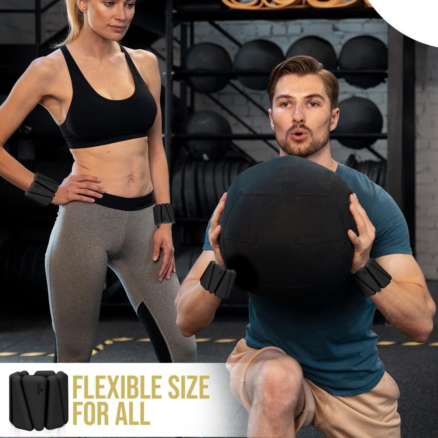 SILVAN Black Adjustable Wrist & Ankle Weights – 1lb Each | Silicone Weighted Bangles for Women & Men | Non-Slip Fitness Accessories for Walking, Yoga, Pilates, Barre & Home Workouts