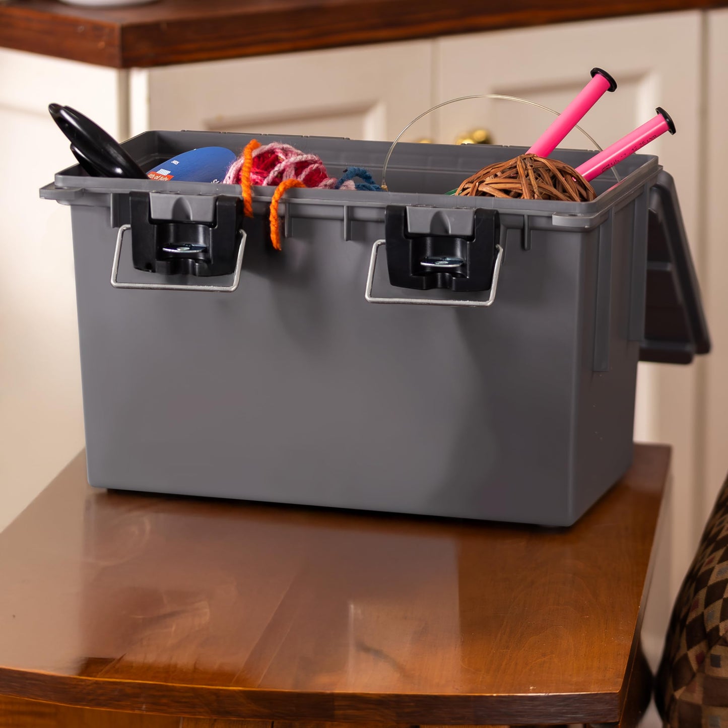 Sheffield 12766 XL Storage Bins With Lids, Stackable Storage Bins, Lockable Containers with Lids, Plastic Containers for Home, Classroom, and Dorm