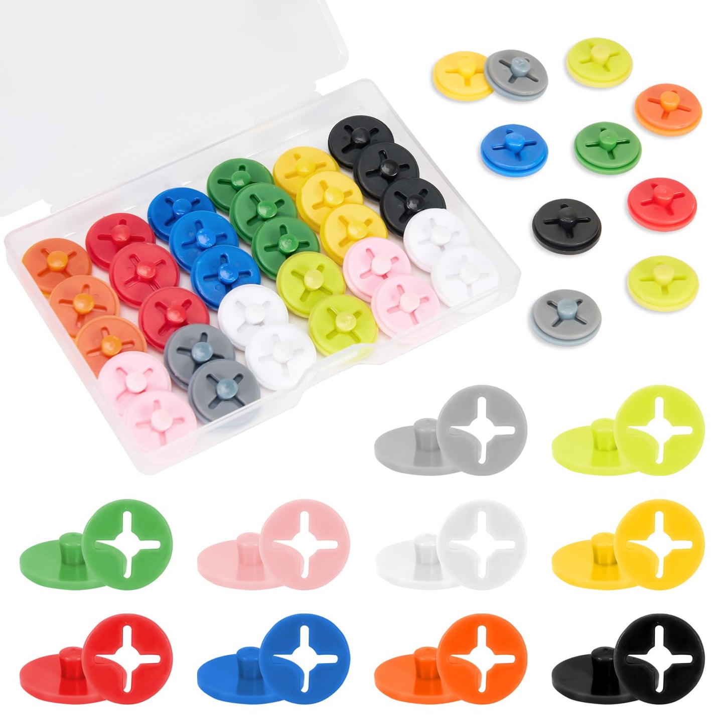 Darlingao Running Bib Clips, 40Pcs Race Bib Holder, Race Number Buckle Fixing System for Runners, Marathon, Triathlon, Track and Field Events, Mixed Colors Fasteners, Secure Race Bib Attachment