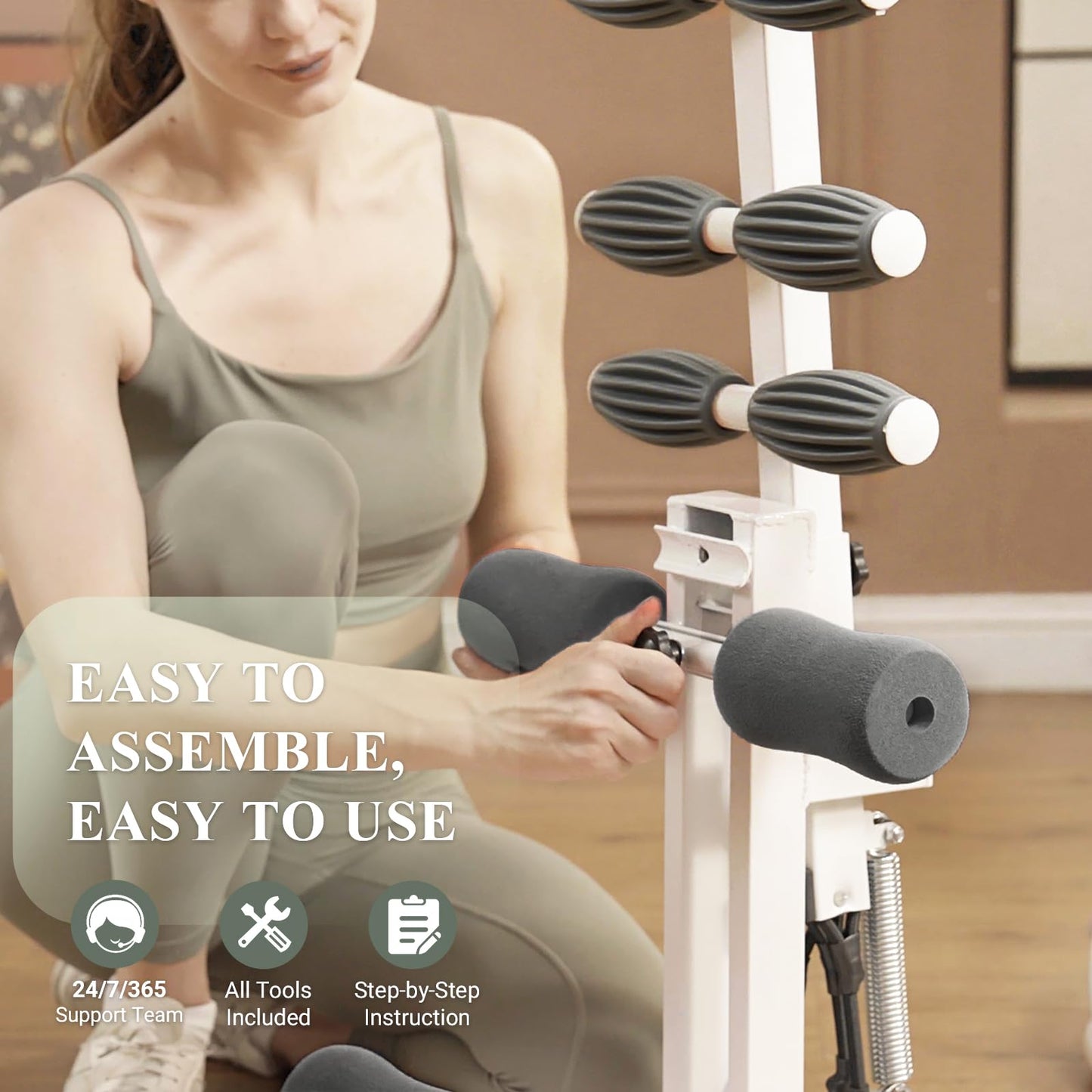 PAETA Squat Machine, Deep Squat Machine for Women, Glutes Workout Equipment with Adjustable Resistance Bands, Leg, Core & Ab Exercise Machine, Squat Assist Trainer for Home Gym, Gray