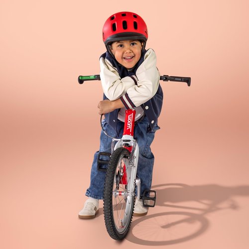 woom Ready Kids' Helmet, Adjustable Pinch-Free Children's Helmet with Reflective Details for Bicycle Riding, Roller Skating & Scooting, for Boys & Girls (Ages 1-14) - Red - Small