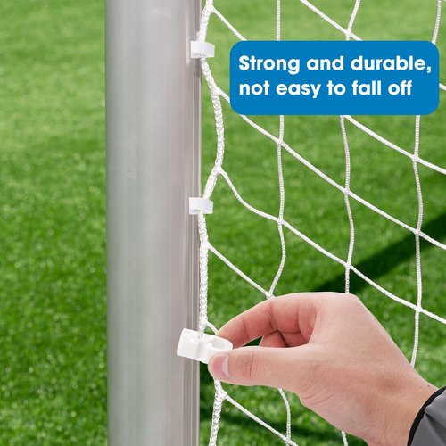 50 Pack Locking Soccer Goal Net Clips with Storage Box - Durable Plastic Football Net Fasteners, Universal Fit for Most Goals, Training & Replacement Accessories (White)