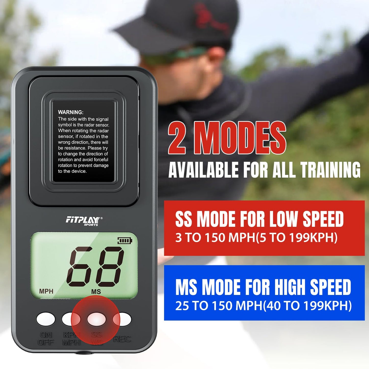 Rotatable Baseball Radar with Tripod,High-Speed Pitching & Swing Tracker,Accurate Speed Radar Gun with Memory Recall & LCD Display,Handheld or Hand Free Speed Sensors Equipment for All Baseball Player