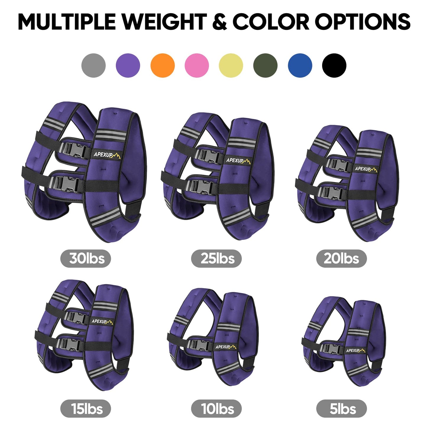 APEXUP 20lbs Weighted Vest Men Women, Weight Vest for Women Workout Equipment for Strength Training Running (Purple)
