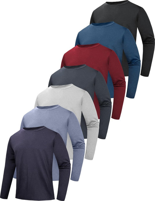 7 Pack Long Sleeve Shirts for Men Moisture Wicking Sun Protection UV UPF 50+ SPF Performance Quick Dry T-Shirt for Casual
