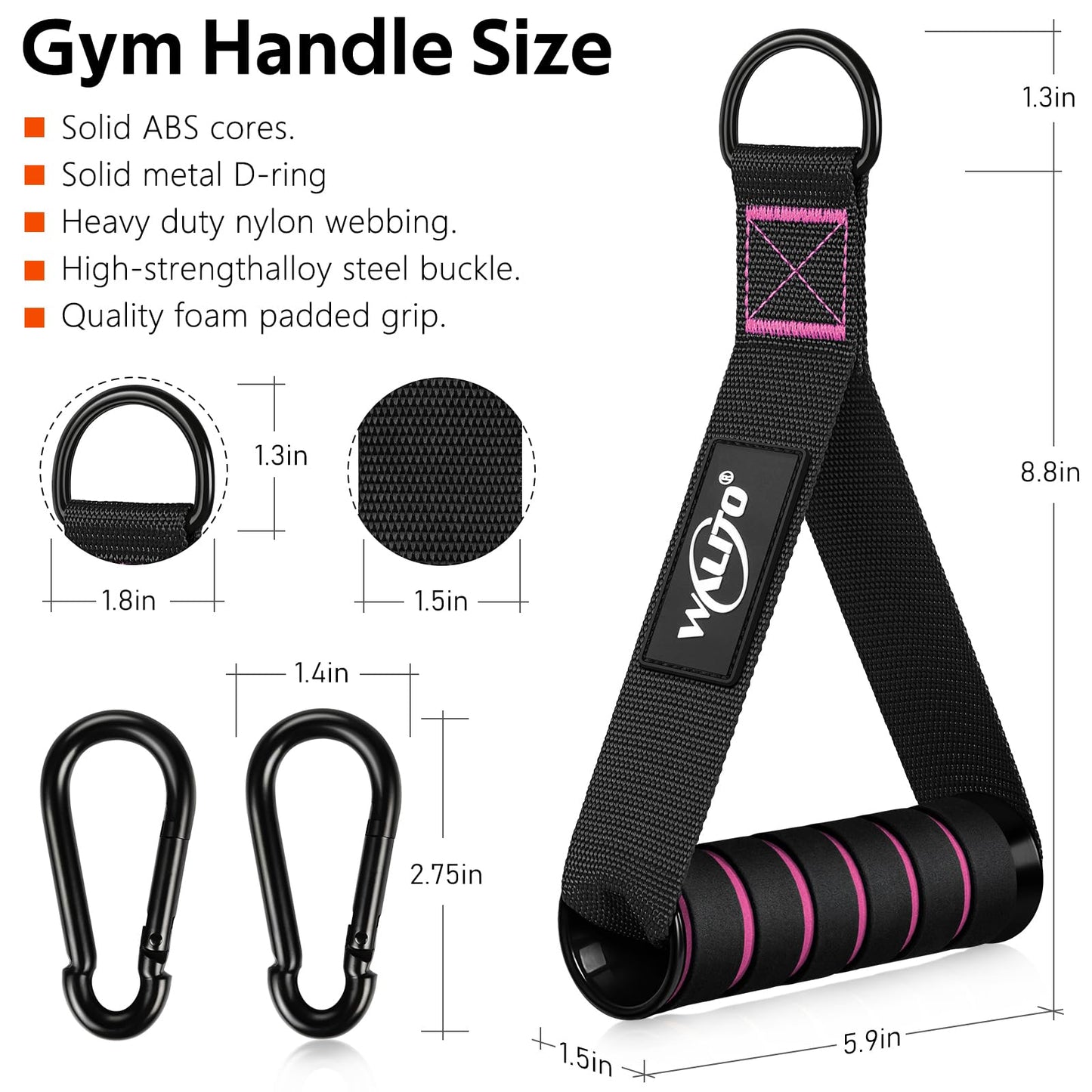 WALITO Exercise Handles, Replacement Cable Machine Attachments for Home Gym Equipment, Pulley System, Pilates, Resistance Bands, Strength Trainer, Heavy Duty Working Out Handles