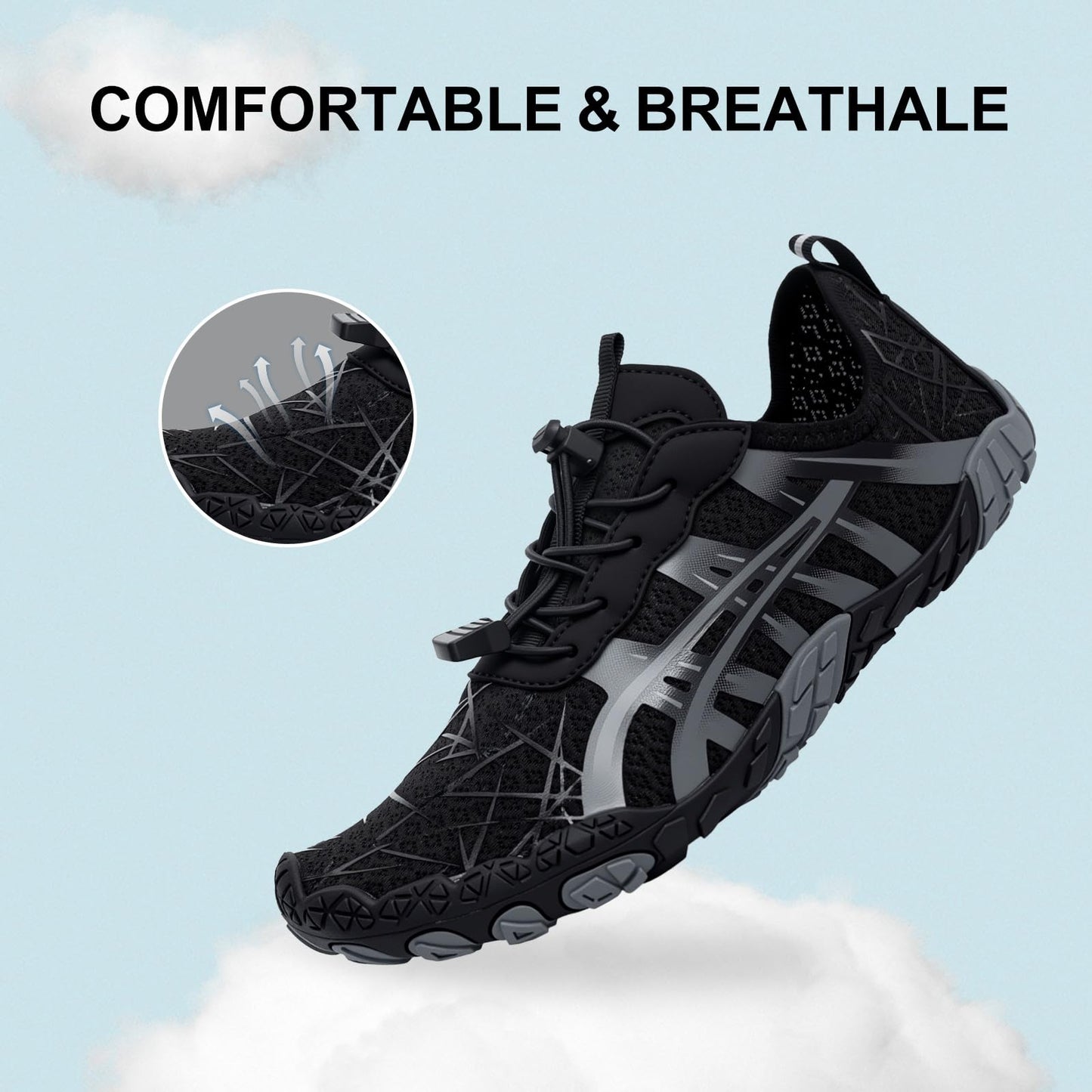 ELETON Barefoot Shoes Women Men Footwear, Wide Toe Box Hiking Zero Drop Non-Slip Quick-Dry River Boat Pool Beach Water Shoes, Lightweight Swimming Running Walking Sneakers Unisex