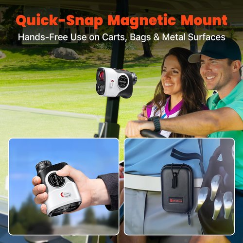 Bestsee Golf Laser Rangefinder with Slope, 1500Y Range Finder, 0.3s Flagpole Locking Vibration, 7X Magnification, Magnet Stripe, 85% Transmission Lens for Golfing/Hunting, Golf Accessories for Men