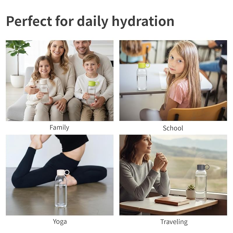 emoi 15oz Kids Water Bottle - Clear BPA-Free Leakproof Portable Flask White