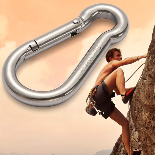 sprookber Stainless Steel Carabiner Spring Snap Hook - 304 Stainless Steel Heavy Duty Clips, Set of 4 (2.25 Inch)
