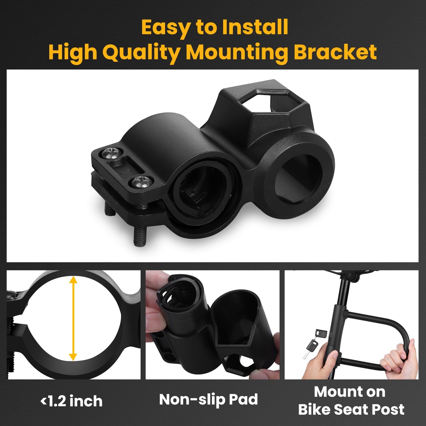 NDakter Bike Locks, 17mm Heavy Duty Anti Theft, Bike U Lock with 4FT Chain and Bracket, Electric Bicycle Lock for Scooter, 3 Keys Motorcycle Wheel Lock for Ebike, Moped, Tricycle