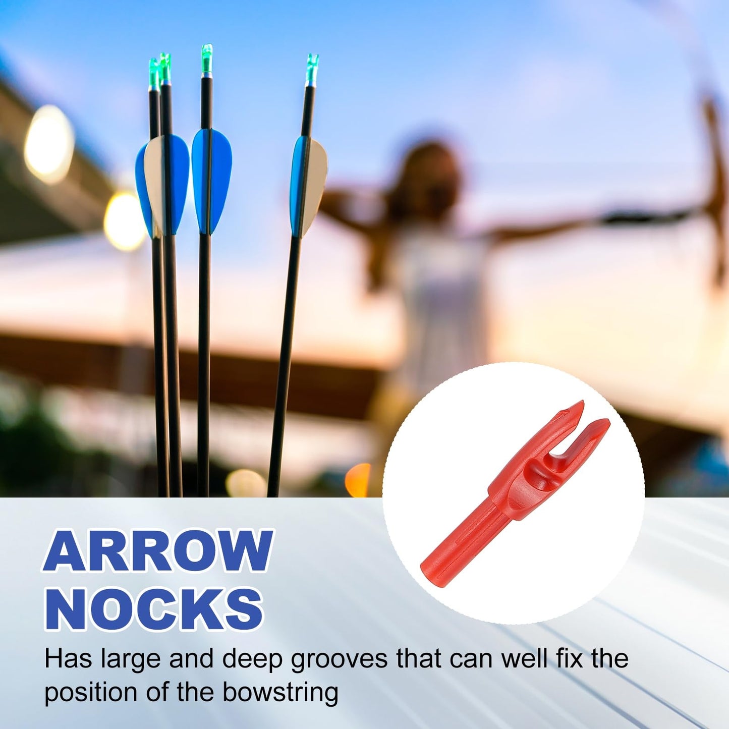PATIKIL Archery Arrows Nocks 4.2mm, 12 Pack Plastic Insert Arrow Nock Replacement Arrow Tails for Hunting Shooting Compound Recurve Bow, Multicolor