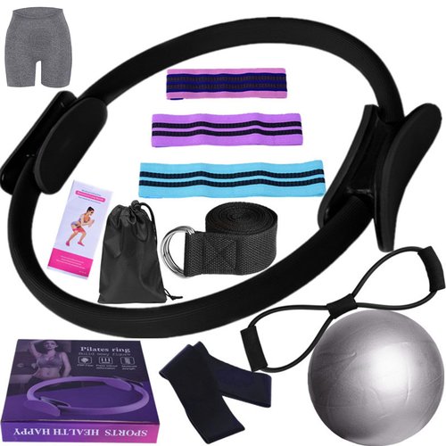 Pilates Essentials Kit for Women, Better Me Pilates Kit, Better Me Pilates Essentials Kit for Women, Booty Bands for Working Out Glutes Yoga Ball, 25cm Figure 8 Resistance Band for Stretching (Black)