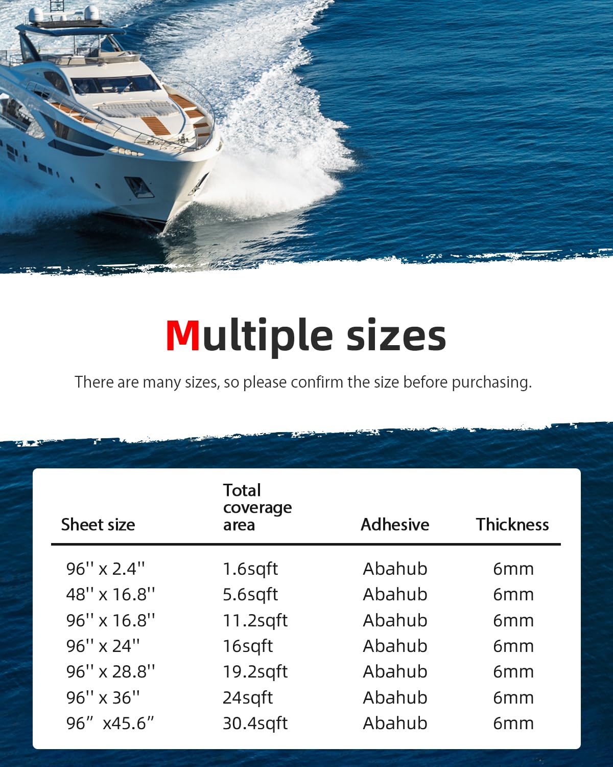 Abahub EVA Foam Boat Decking 96''x28.8'' Self-Adhesive Faux Teak Marine Flooring Sheet Traction Pad for Boats Surfboard, Brown with Black Seam Lines