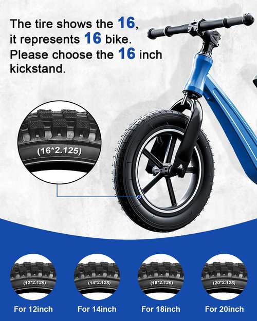 LEICHTEN Kickstand for Kids Bike for 14 Inch Wheel Bicycle, Rear Side Mount Bicycle Kick Stand Kids Bike Accessories, Black