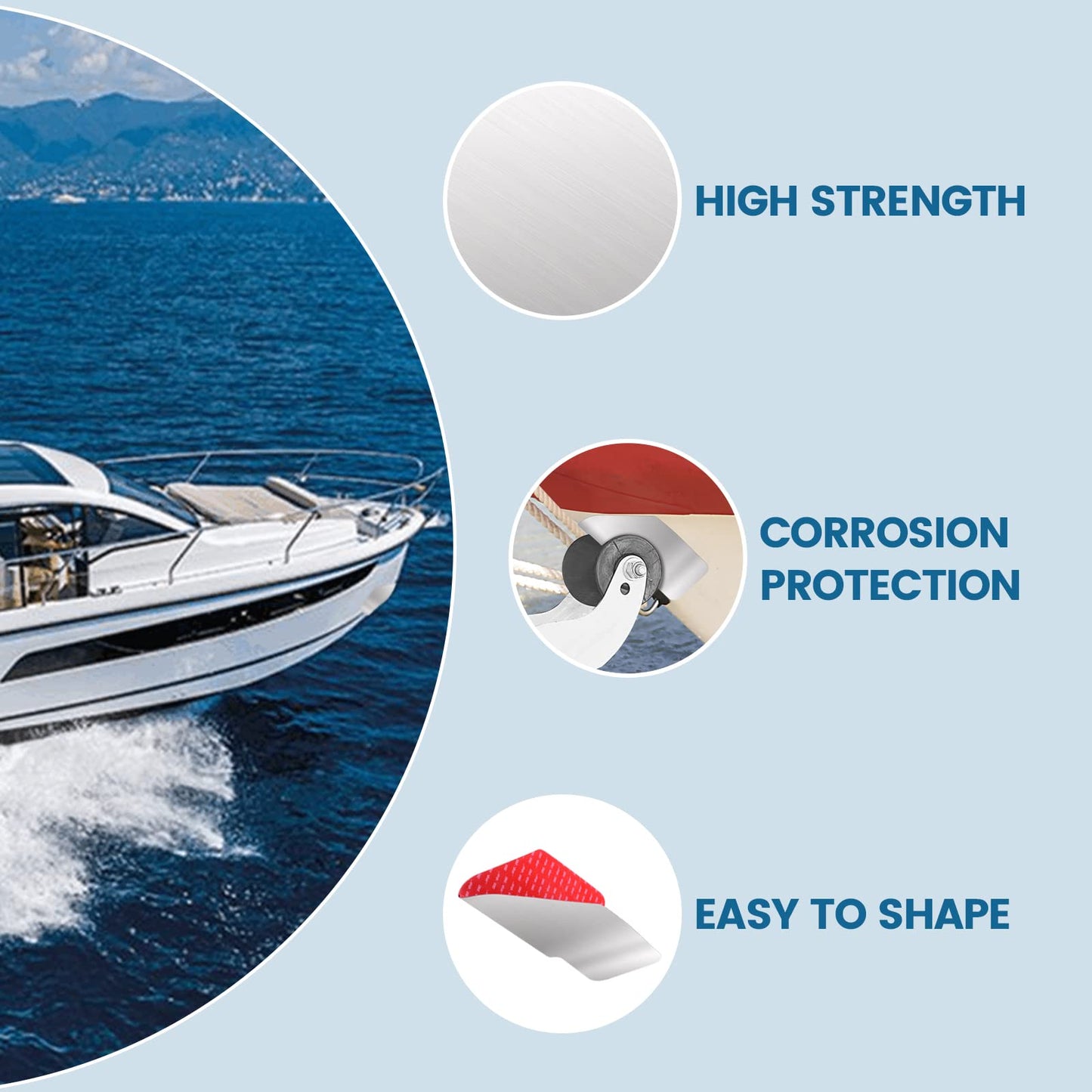 Haoguo Boat Keel Guard, Boat Bow Protector with 3M VHB Adhesive, 9.9''*9.9'', 316 Stainless Steel, Professional Shape Design, Essential for Ships or Yachts