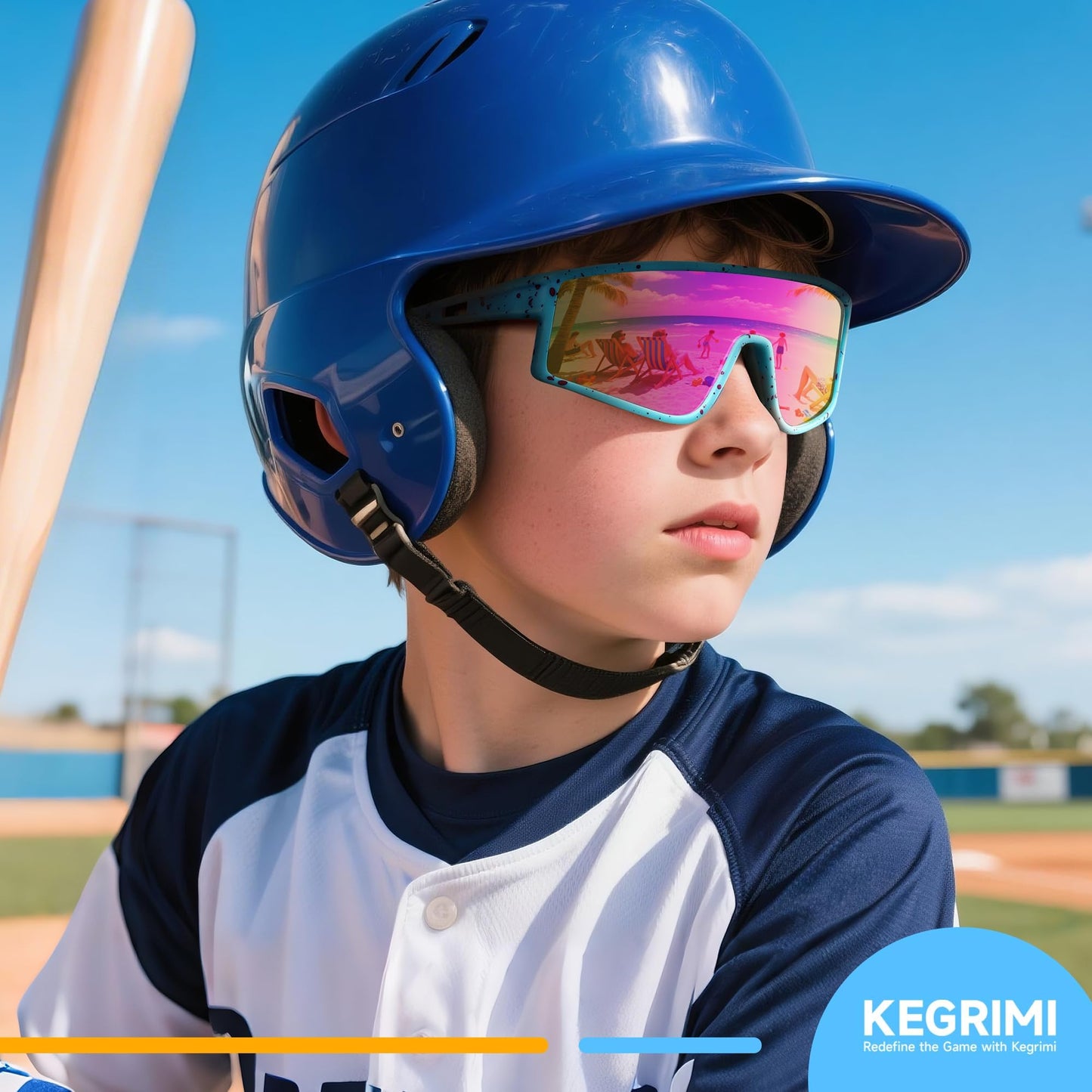 Kegrimi 3 Pack Kids Sunglasses Youth Baseball Polarized Sun Glasses Sports Cycling Running for Boys Girls UV Protection(Black+Red/Black+grey/Blue+green)