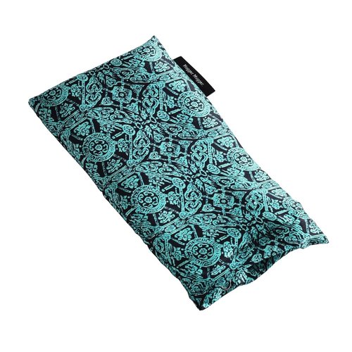 Hugger Mugger Silk Eye Pillow with Flaxseed Filling - Boho Teal - Organic Flaxseed Filling, Scent-Free Relaxation, Light Weight, Chill in Freezer, Washable Cover