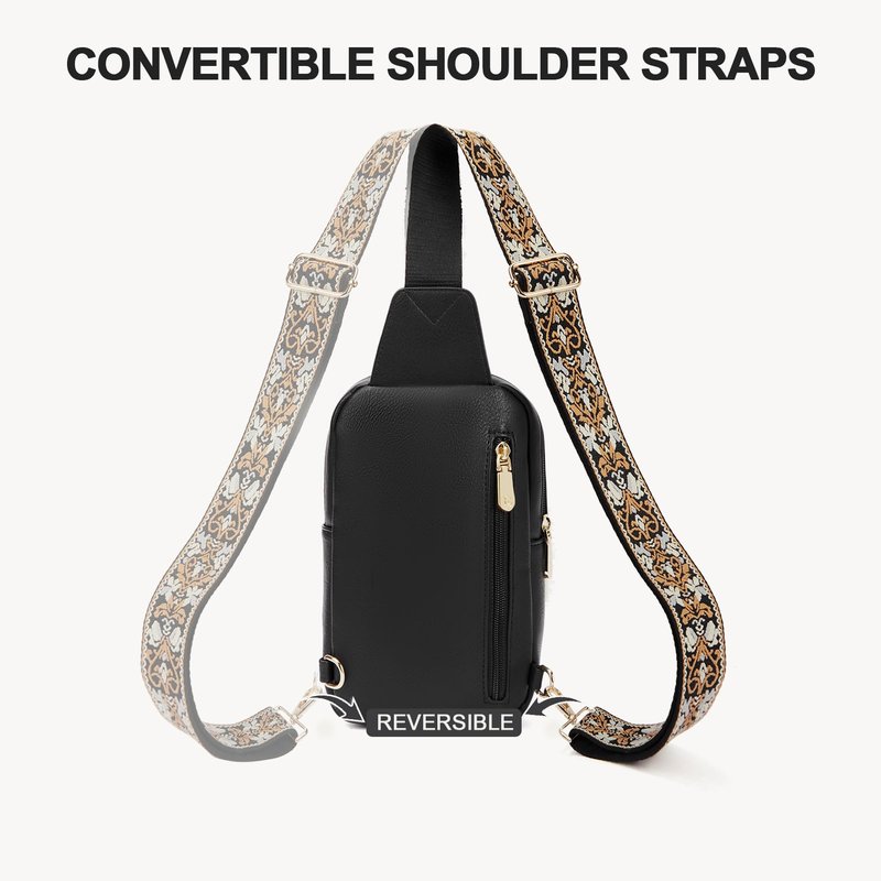 BOSTANTEN Sling Bag Quilted Crossbody Bags for Women Cross Body Purse Leather Fanny Pack with Adjustable Guitar Strap