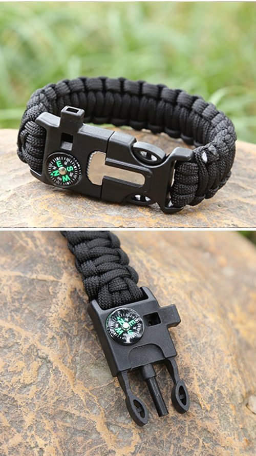 TIANMIMISM Paracord Wristband for Outdoor Sport Tactical Survival Parachute Bracelet, Essential for Hiking Travelling Camping Gear (Military green camouflage)