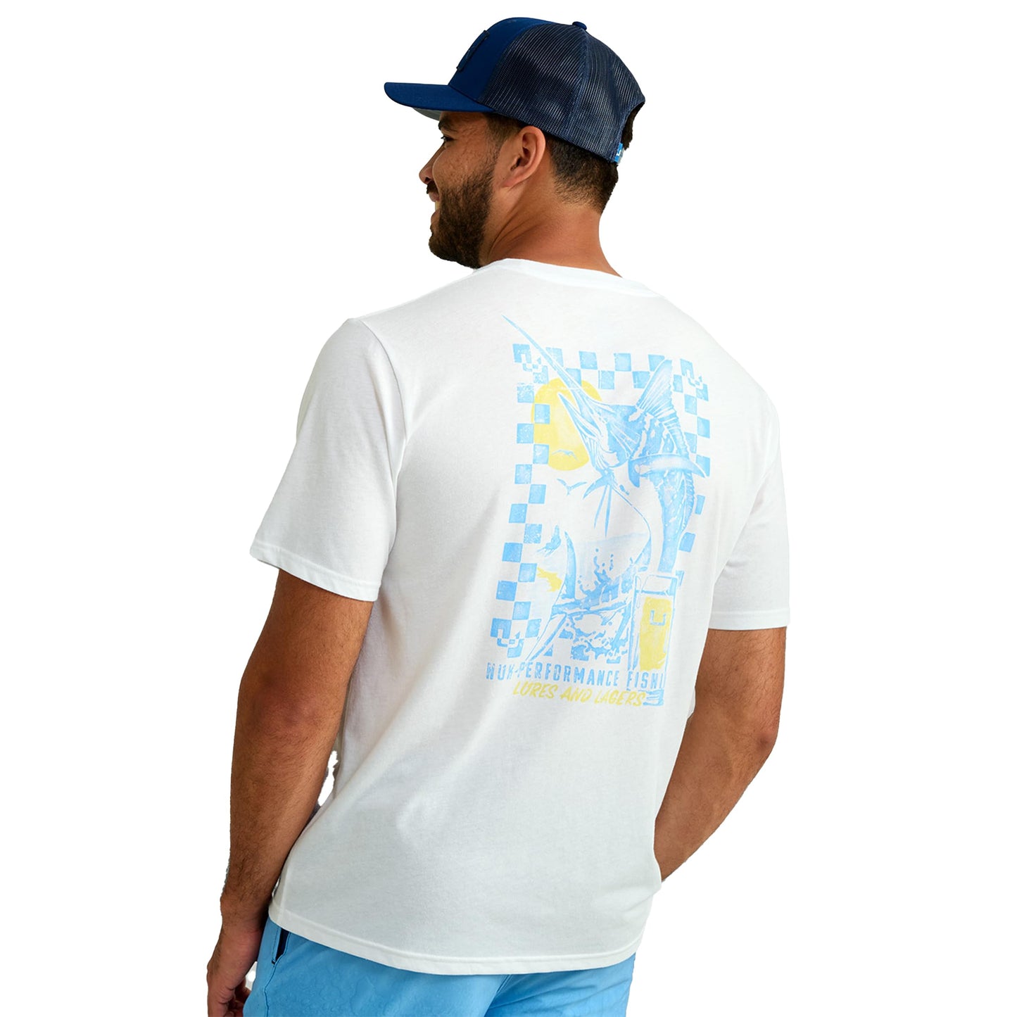 HUK Mens Fishing Graphic Tee, Performance Short Sleeve, Quick-Dry, Wando - White, Small