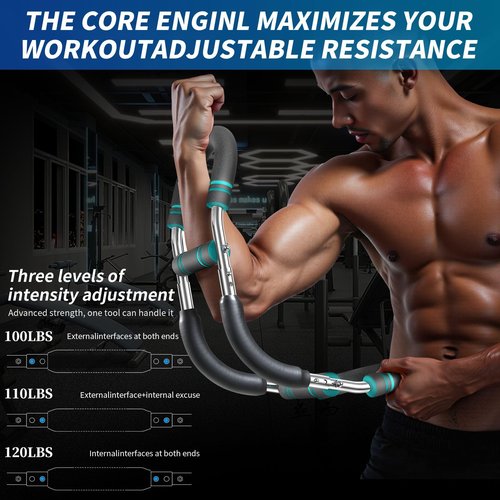 Twister arm Trainer, 100-120lb Adjustable Resistance Chest Workout Equipment,Forearm Power Exercise bar , pectoralis spinalis Device, Portable Detachable Design